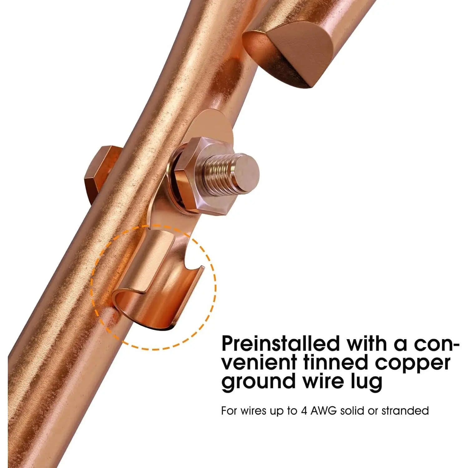 Copper Grounding Rod - 3ft Electrical Grounding Pin with Wire Lug ...