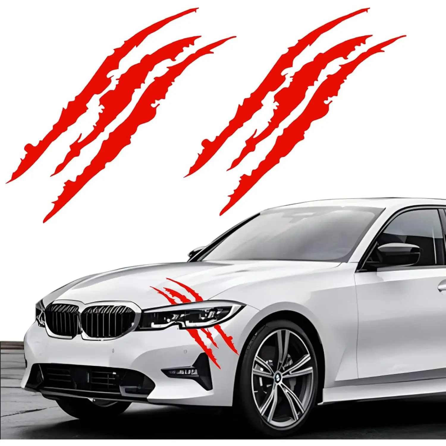 2 count Claw Mark  for ,Headlight  Sticker,Stripes Scratch Decal Vinyl for   SUV Pickup  Window  ect (red)
