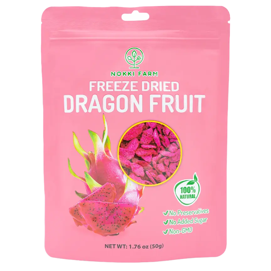 NOKKI FARM Freeze Dried Dragon Fruit - Healthy & Exotic Tropical Superfood Snacks, No Added Sugar or Preservatives, Kid-Approved, Shelf-Stable & Portable for On-The-Go Snacking