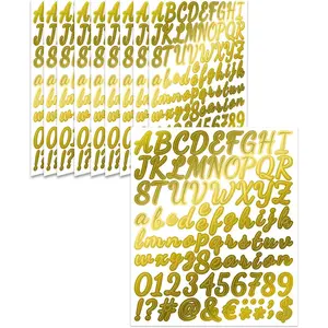 10 Sheets Gold Letter Stickers, 840 Pcs 1 Inch Vinyl Number Alphabet Stickers, Self-Adhesive Stick on Letters for Mailbox Bottles Crafts Scrapbook Posters Decor