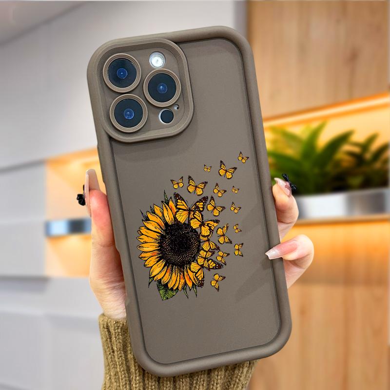 Blown Sunflower Case for iPhone 17 Air 16 16e 15 14 13 12 11 Pro Max Plus X XS Shockproof Non Slip Military-Grade Protection Silicone Cover