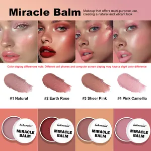 Lakerain Miracle Balm With Vitamin E,Hydrating Dual-Purpose Glow Balm, Multi-Functional Cream Blush With Subtle Shimmer Finish whipped Makeup Cosmetic