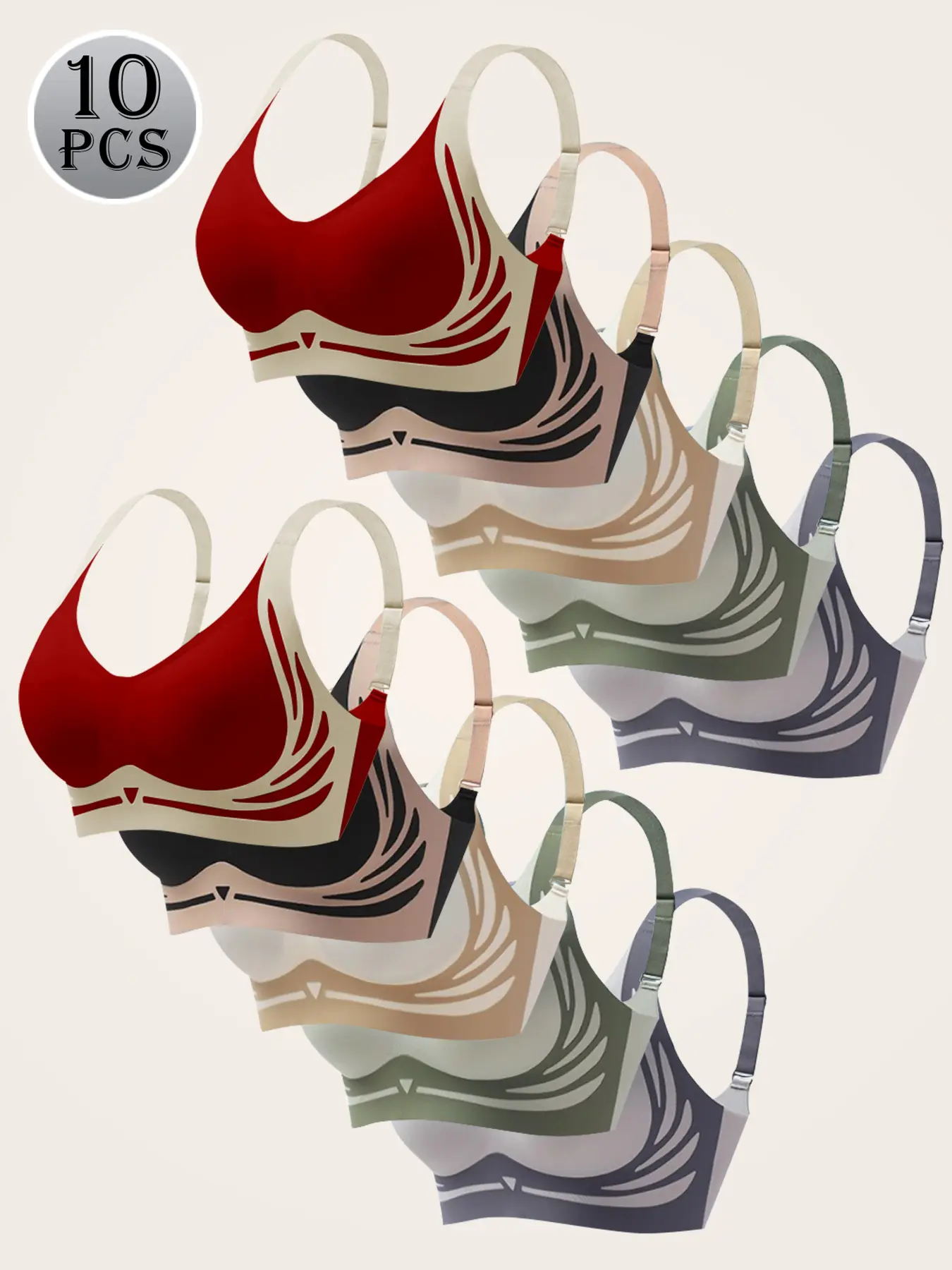 Women's Colorblock Vneck Wireless Bra, SoftComfortable Adjustable Straps BreathableBackless Style Bra, Casual Women's Lingerie forAll Seasons, Bras for Women, Lingerie forWomen,Womenswear, Underwear