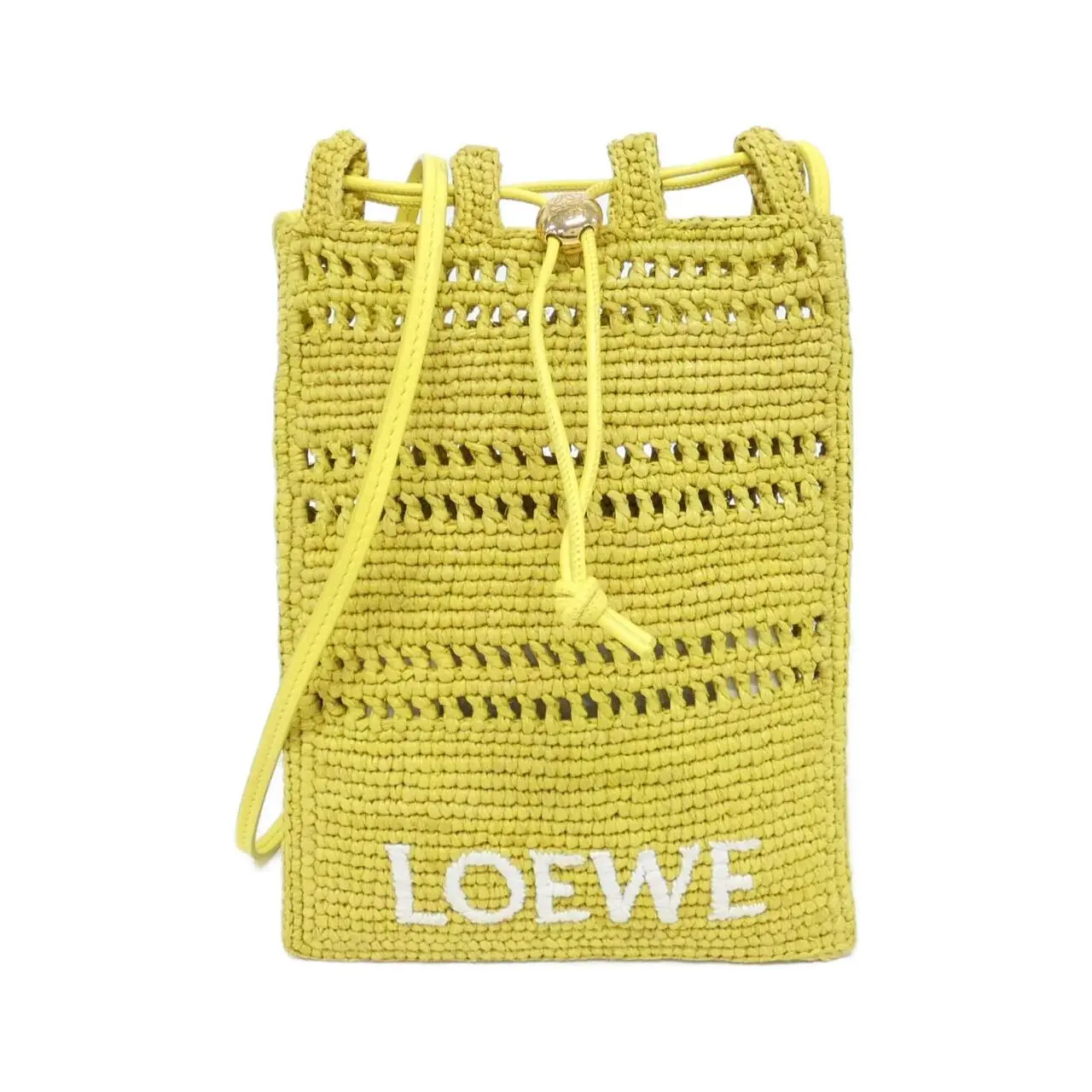 Pre-owned Loewe Straw Shoulder Bags Drawstring Pocket Raffia Shoulder Bag