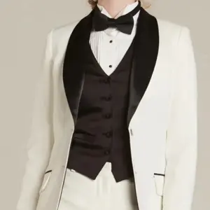 White Women 3 Piece Suit Set Tuxedo Prom bridesmaid Trouser Suit Lesbian Wedding Womens Formal Pant Suit Clothing