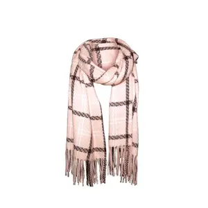 Elegant Cream Checkered Scarf