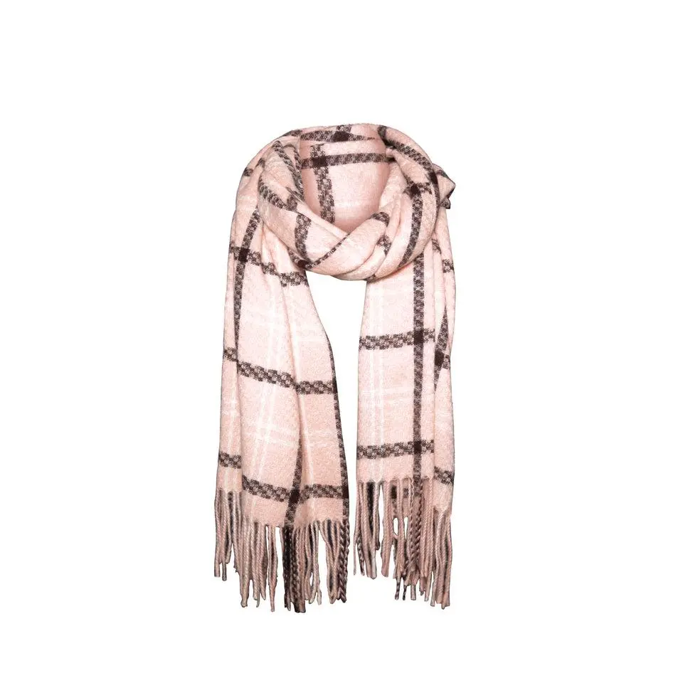 Elegant Cream Checkered Scarf