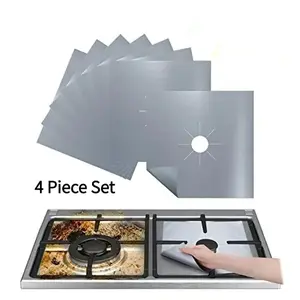 Gas Stove Oil Proof Pad, 4 Pcs Reusable Non-Stick Cooktop Protector, Heat Resistant Kitchen Cleaning Mat, Anti-Oil Stain Pad