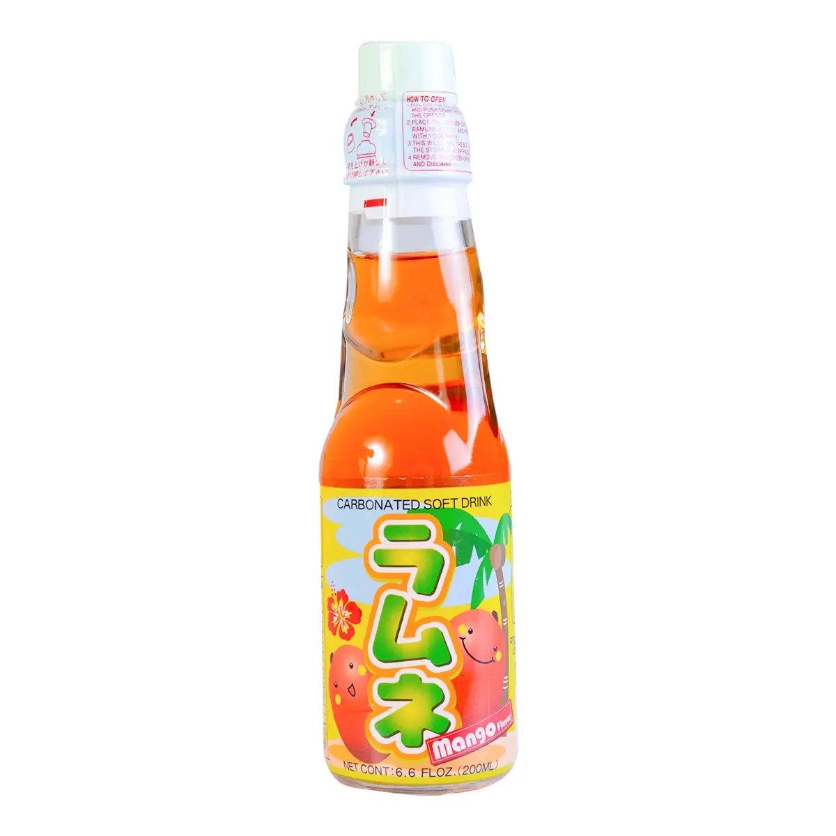HATAKOSEN Japanese Ramune Soda Mango Flavor 200ml - Unique Marble Bottle Drink