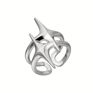 Geometric Star Layered Ring Jewelry - Exquisite Open Adjustable Simple Ring for Teen Girls - Ideal Eid Al-Fitr Gift