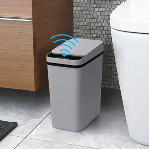 Smart Sensor Trash Can 12L - Touchless Automatic Waste Bin with Modern Minimalist Design in Black White & Grey Elegant Space-Saving Hygienic Garbage Can for Kitchen Bathroom Bedroom Office Home Decor