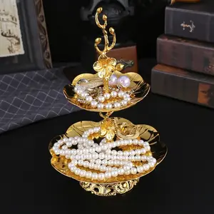 Double-Layer Lotus Leaf Snack Dish Set, New Oriental Style Hand-Carved Vein Texture, Anti-Odor Layers, Suitable for Tea Sets and Home Use