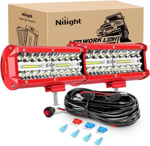 Nilight 2PCS 6.5Inch Triple Row Spot-Flood Combo LED Light Bars w/Wiring Kit, Car LED Lights for Off-Road Vehicles, Ideal for Fog, Driving, Work Use, Led Lights Car, Off-Road Compatible Led Backlights