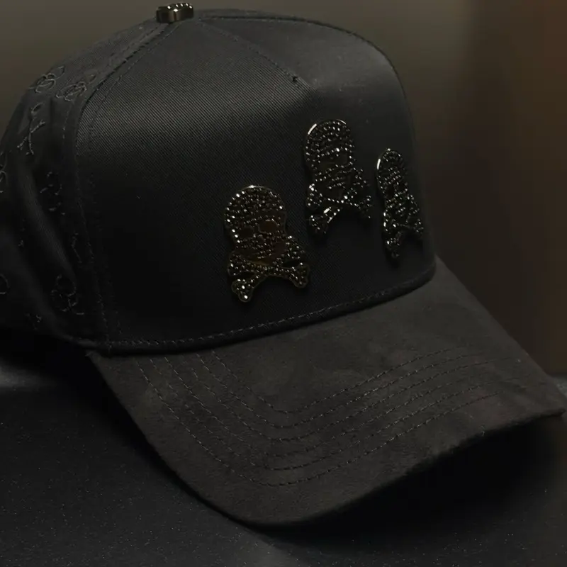 Skull VM Hats pine rhinestones black SnapBack