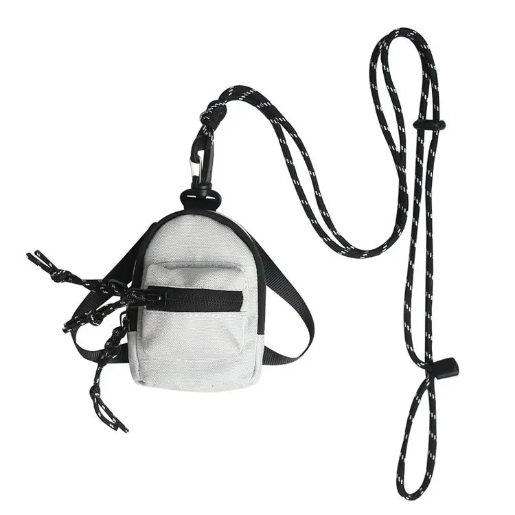 Mini crossbody backpack lanyard coin purse, tiny earbud keychain bag, hip-hop mini sling bag for cards, keys, AirPods lanyard coin purse, tiny earbud keychain bag, hip-hop mini sling bag for cards, keys, AirPods