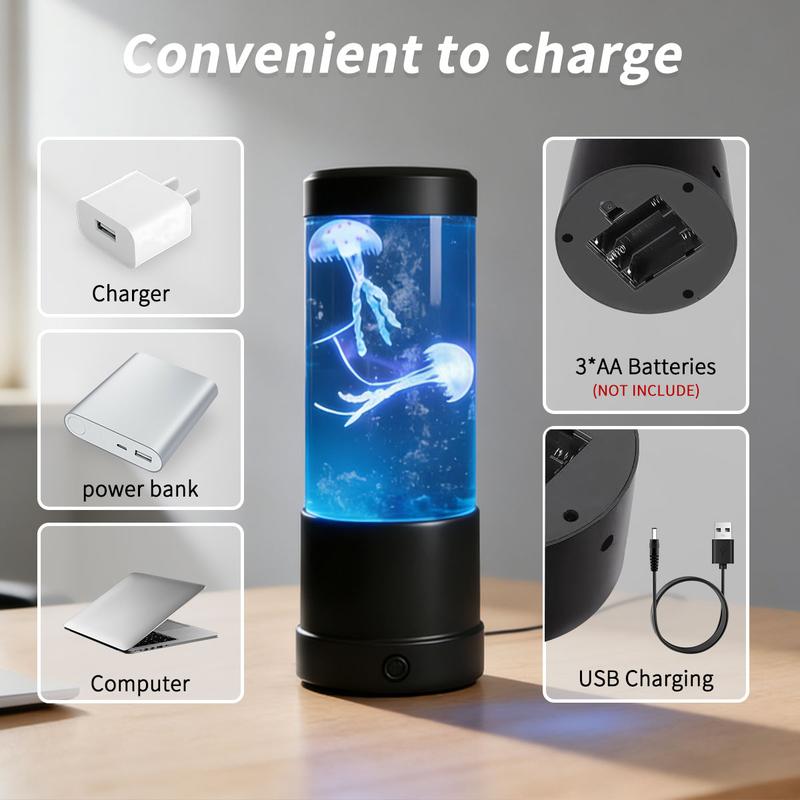 multi-purpose 7 color changing jellyfish lamp, decorative bedside night light, fantasy jellyfish mood lamp, suitable for home bedroom living room use, is an ideal gift for friends, lovers, bedroom decoration