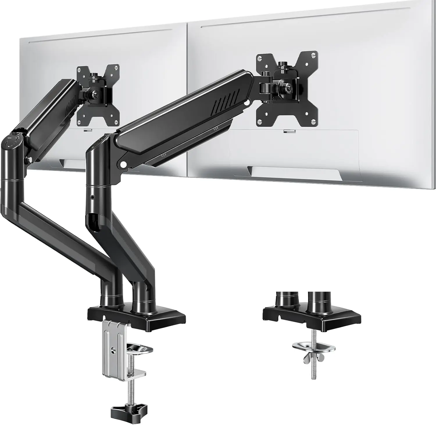 Dual  Stand fits up to 32 inch, 4.4-22 lbs Computer Screens, Dual  Desk Mount Height Adjustable,  Arms for 2 Monitors,  Office VESA Mounts with Gas Spring, Freelift Black