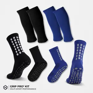 2 Pairs Non-Slip Soccer Socks with Shin Guard Sleeves - Breathable Compression Leg Sleeves for Men and Women, Perfect for Football Training, Sports, and Athletic Activities, Durable and Comfortable Design