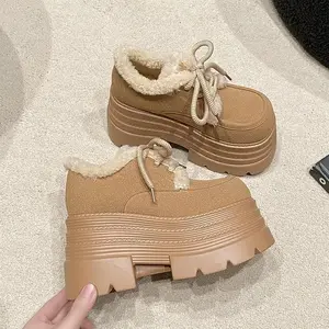 autumn new woman platform high heel sneakers shoes winter warm fur snow boots warm fur shoes