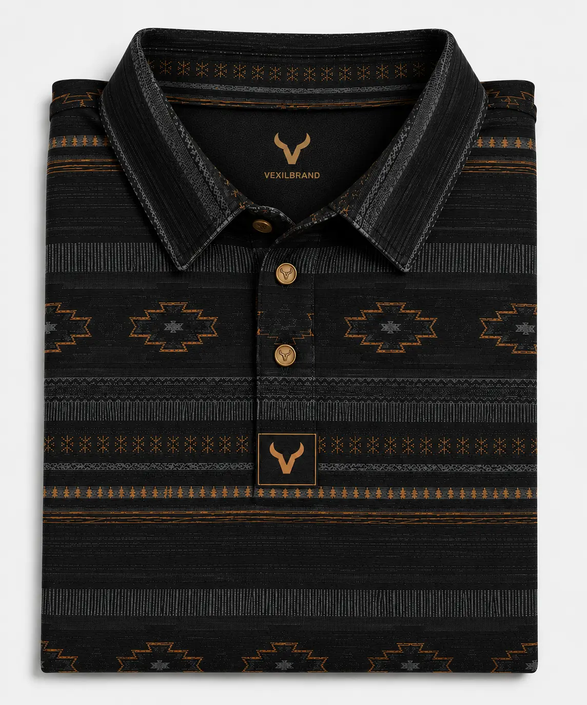 Vexil Brand Polo - Aztec Stripe Black