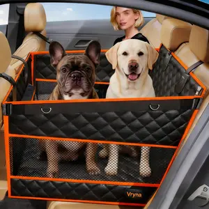 Large & medium dog car basket, rear seat extended hammock style. Hard-floor vehicle compatible, heavy-duty waterproof dog basket with 2 mesh windows, storage bag and flip straps, suitable for cars, trucks and SUVs.