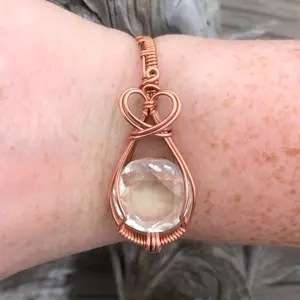 Faceted Clear Quartz Crystal Cuff Bracelet