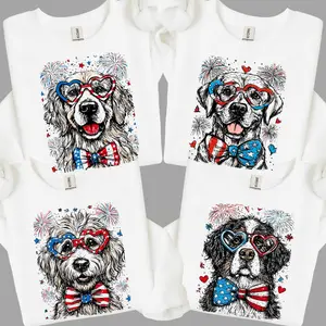 Puppy Love Dog Sweatshirt - White, 50 Dog Breeds In 4th Of July Graphic Tees, Cute Puppy Independence Day Shirt For Dog Lovers, Printed On A Cozy Gildan Unisex Crewneck Pullover For Pet Lovers
