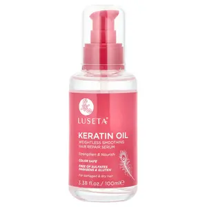 Luseta Beauty Keratin Oil, Weightless Smoothing Hair Repair Serum, 3.38 fl oz (100 ml)