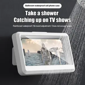 360° Rotatable Shower Phone Holder with Touch Screen, Waterproof and Anti-Fog for Bathroom and Kitchen (7.56" x 4.45" x 0.79")