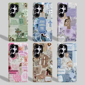 Jesus aesthetic phone case for Samsung Galaxy S26/S25/S24/S23/S22/S21/PLUS/FE/Ultra/NOTE20/A71/A56/A55/A54/A53/A52/A36/A35/A34/A26/A25 Shockproof Wireless Charging Thickened  Fall protection Jesus saves you design Jesus loves you cover[New Samsung S26]