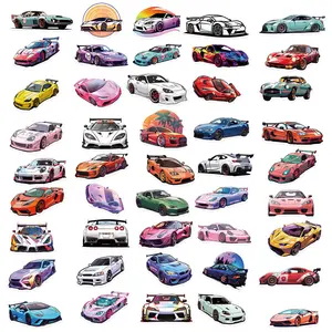 Car Series Graffiti Sticker, 50pcs/set Waterproof Self Adhesive DlY Sticker,Decor Sticker for Gift Greeting CardWater Bottle Laptop Phone