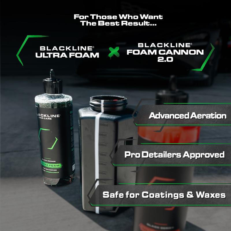 BLACKLINE® ULTRA FOAM - High-Foaming pH-Neutral Car Soap - Perfect for Foam Cannons & Bucket Washes, Green Apple Scent, Safe on All Vehicle Finishes