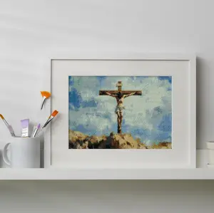 Jesus Diamond Painting Kit, Squares Diamonds, Full Drill Religious Cross Art, Christian DIY Craft, Jesus on the Cross, Crucifix Wall Decor for Home, Church Gift, Without Frame