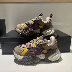 European Trendy Vintage Color Combination Thick Sole Net Red Explosive Street Daddy Men'S Shoes Casual Mountain Forrest Gump Shoes