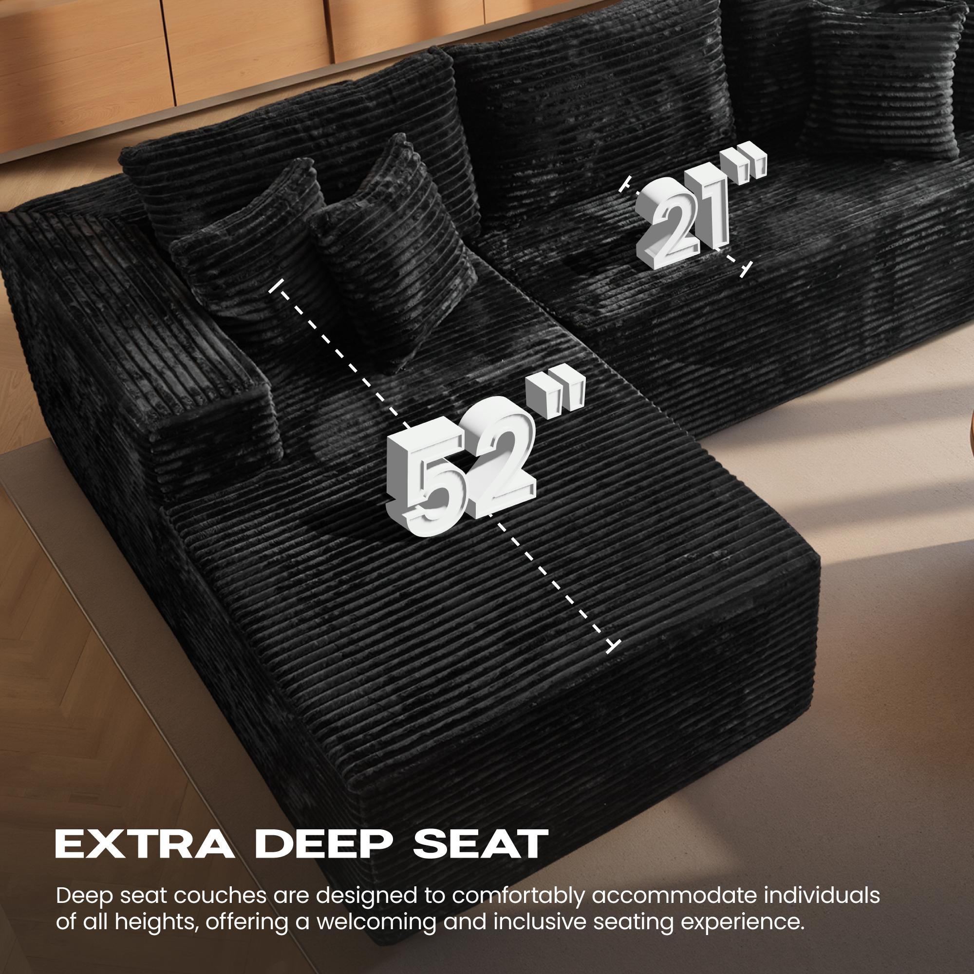 OOSWIFT L/U-shaped Modular Sectional Sofa, Compressed Corduroy Fabric, Modern Style Living Room Sofa Bed, Space-Saving Recliner Design - Convertible Corduroy Sectional Sofa