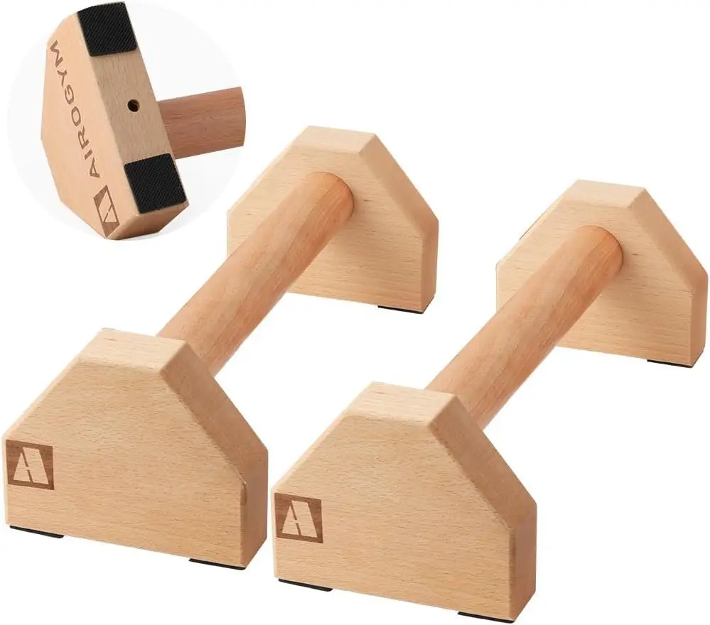 Push-up Stand, 2 count  Pushup Bars Non-Slip Base Exercise  Workout Equipment, 30CM Wooden Parallettes Handle Stands Grip for Men Strength , Planks Calisthenics