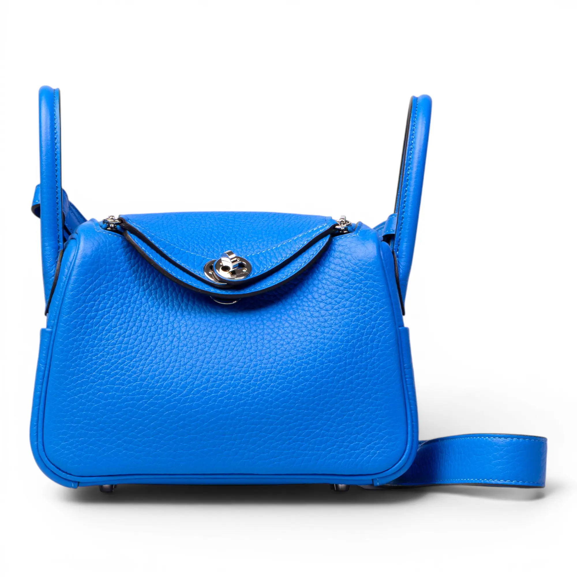Pre-owned HERMÈS Leather Shoulder Bags Bleu Hydra Mini Lindy H26041093