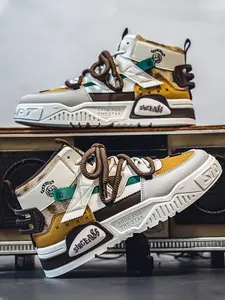 Men's High Top Lace-Up Sneakers, Comfortable Thick Sole Fashion Colorblock Shoes, Outdoor Sports & Daily Wear, All-Season Footwear, Sneakers Height Shoes