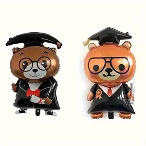Bear Design Balloon, 1 Count Graduation Bear Shaped Balloon, Graduation Party Decoration, Party Supplies for Birthday & Graduation