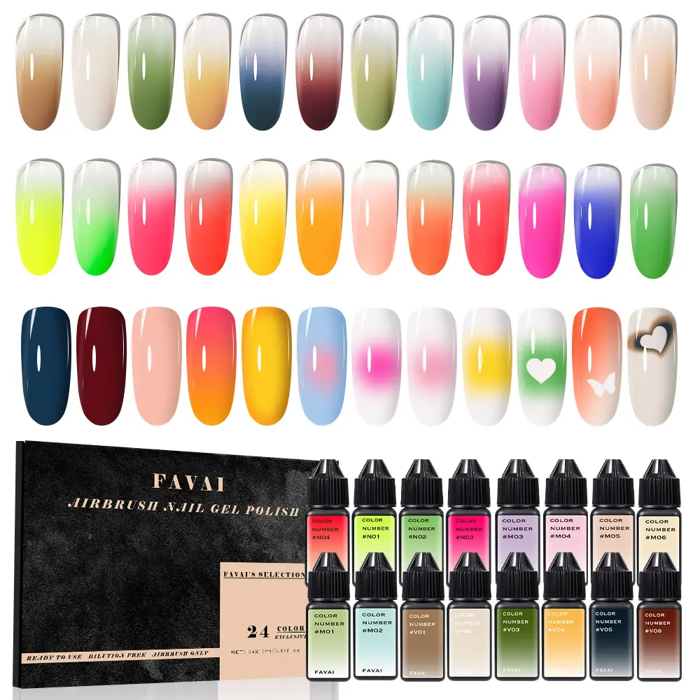 Airbrush Gel Nail Polish, 24 Colors, No Dilution,Acetone-Free,French Manicure,Ombre Nail Art,DIY,Salon Quality Nail Supplies,Perfect Gifts for Girls & Women