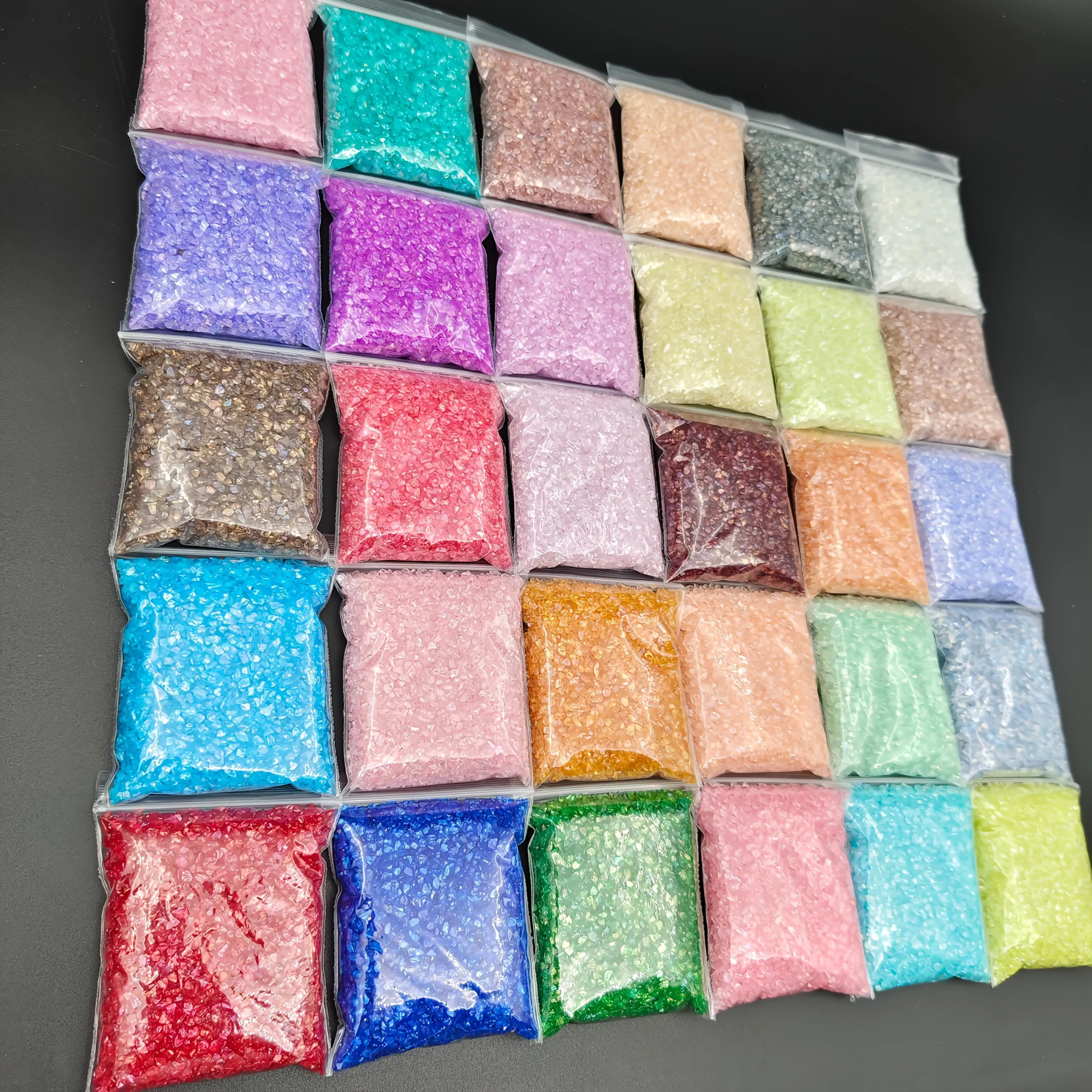 30Colors Shimmering High Light-Reflective Irregular Crushed Glass Fragments (2-4mm, 180g/150g, No Box) - Bulk Multi-Colors Chips for Resin Crafts, Jewelry Making, Interior Home Decoration (Beginner Crafters), 30 Colors