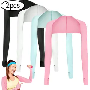 2 pcs  of thin summer cool shawl arm sleeves with finger holes. These comfortable and breathable arm sleeves are suitable for outdoor golf driving, cycling, fishing, running.