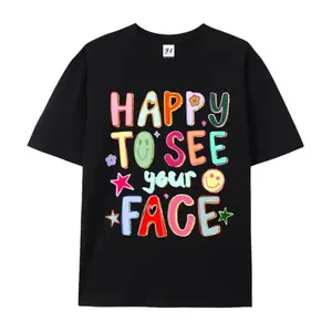 Happy To See Your Face Teacher Shirt Hand Drawn Colorful Doodle Stars Messy Glitter Teacher T-shirt Appreciation Gift Tee