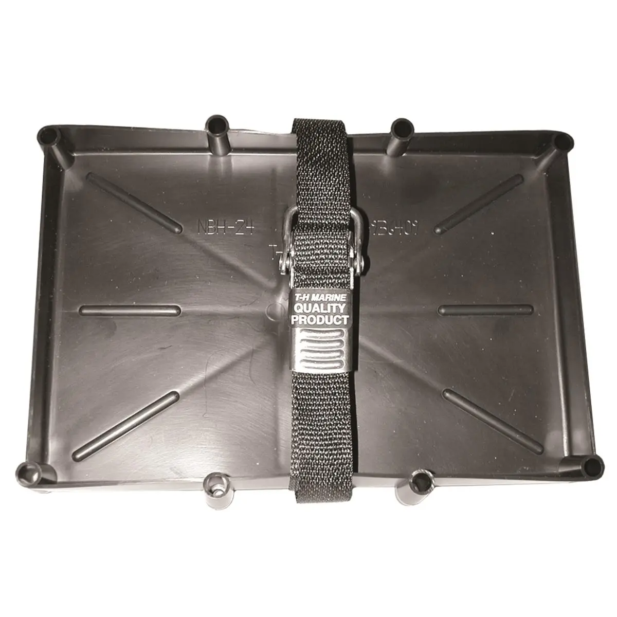 212 MAIN Narrow Battery Holder Tray - Series 31 NBH-31-SSC-DP, Home Supplies Space Saver, Rectangle Acid-Proof Surface Mount Organizer, Rod Hold Down Strap, NMMA-Spec Compliant, 1 lbs, 1.5" H x 8" W x 13.25" L Storage Rack, Mountable, Meets Nmma Specs