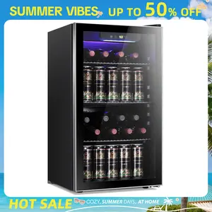 Antarctic Star Beverage Refrigerator Cooler 0.64-4.5Cu.ft 24-145 Can Wine Cooler Cabinet Mini Wine Cellar Beer Soda Clear Glass Door Bar Fridge Quiet Compressor Adjustable Temp Freestanding Indoor Use for Home Office Bar Freezer Box Durable