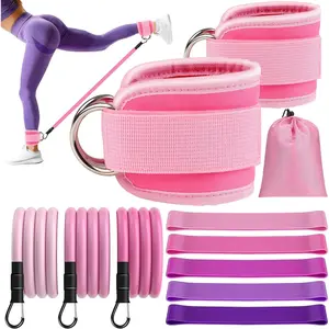 11 count Ankle Resistance Bands with Cuffs, Glutes Workout Ankle Weights for Women Working Out, Exercise Bands Set with Ankle Straps for   Exercise Equipment -  for  Workouts