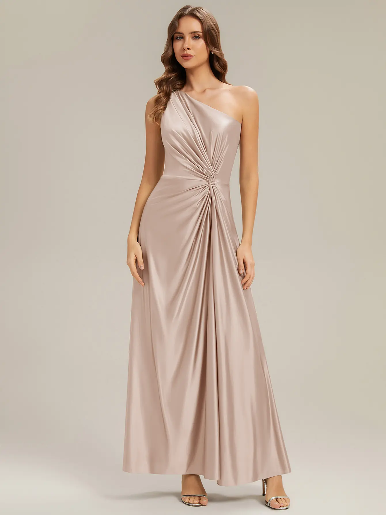 EVER PRETTY Women's Sleeveless Satin Gown - Knotted Formal Evening Dress with Silky Soft High Stretch Fabric for Wedding Guest, Formal Wear, Gowns, Dry Clean