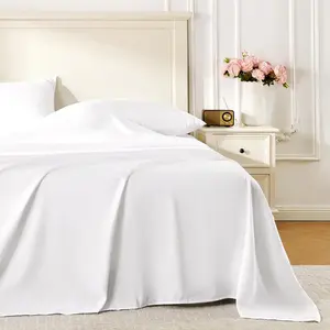 White  Sheet Set, 4 count Soft Bedding  Sheet Set, Breathable and Cooling Sheets, Deep Pocket with 1 Fitted, 1 Flat, 2 Pillow Cases (White,  Size)