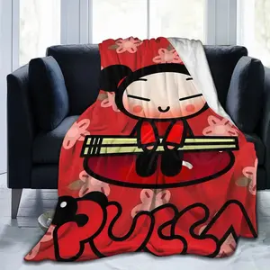 Pucca Anime Style Print Design Super Soft Flannel Blanket - Suitable for Living Room, Office, Travel and Multi-purpose Home Decor Accessory