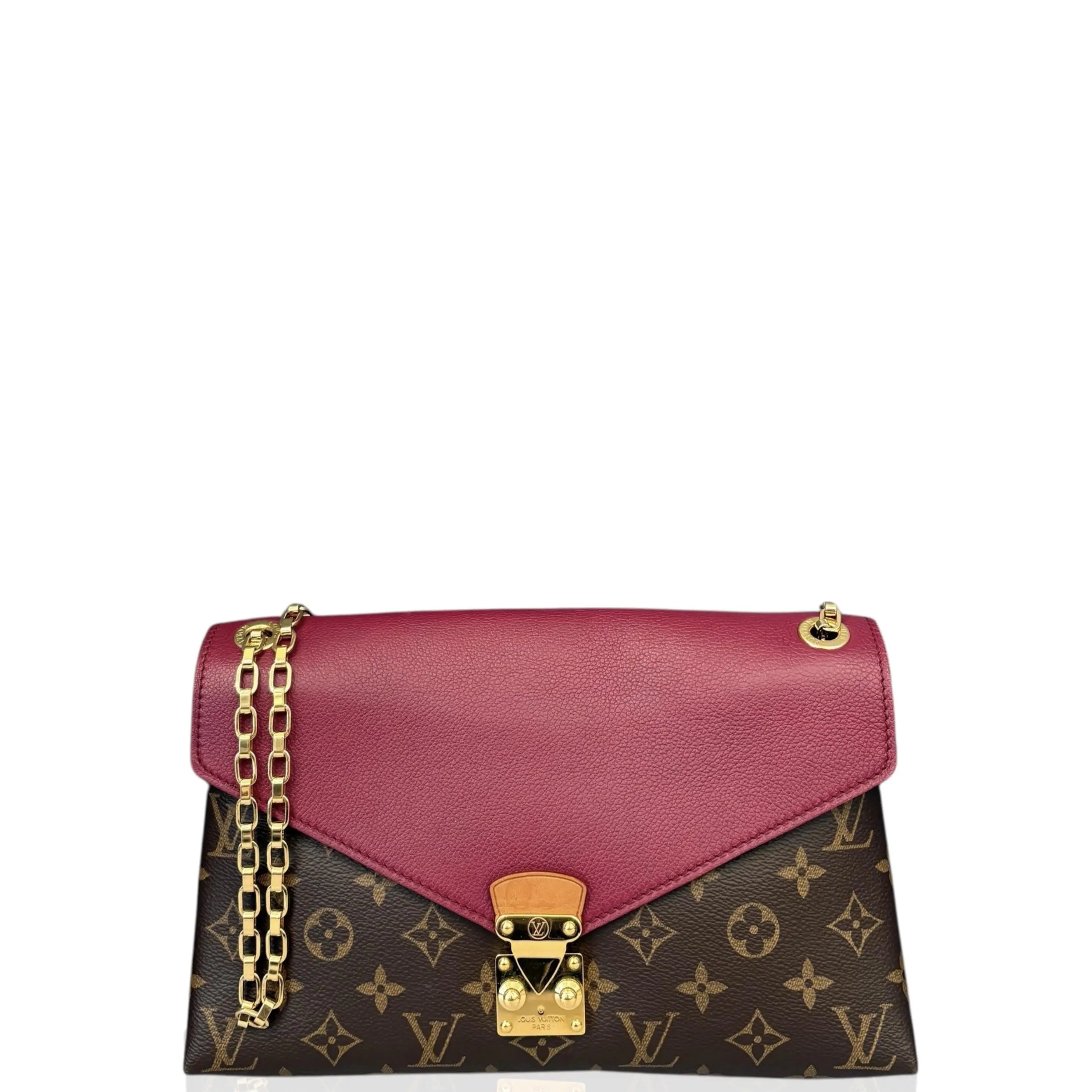 Pre-owned Louis Vuitton Leather clutches & wristlets Pallas Chain Monogram Brown Burgundy (sy033026a5)